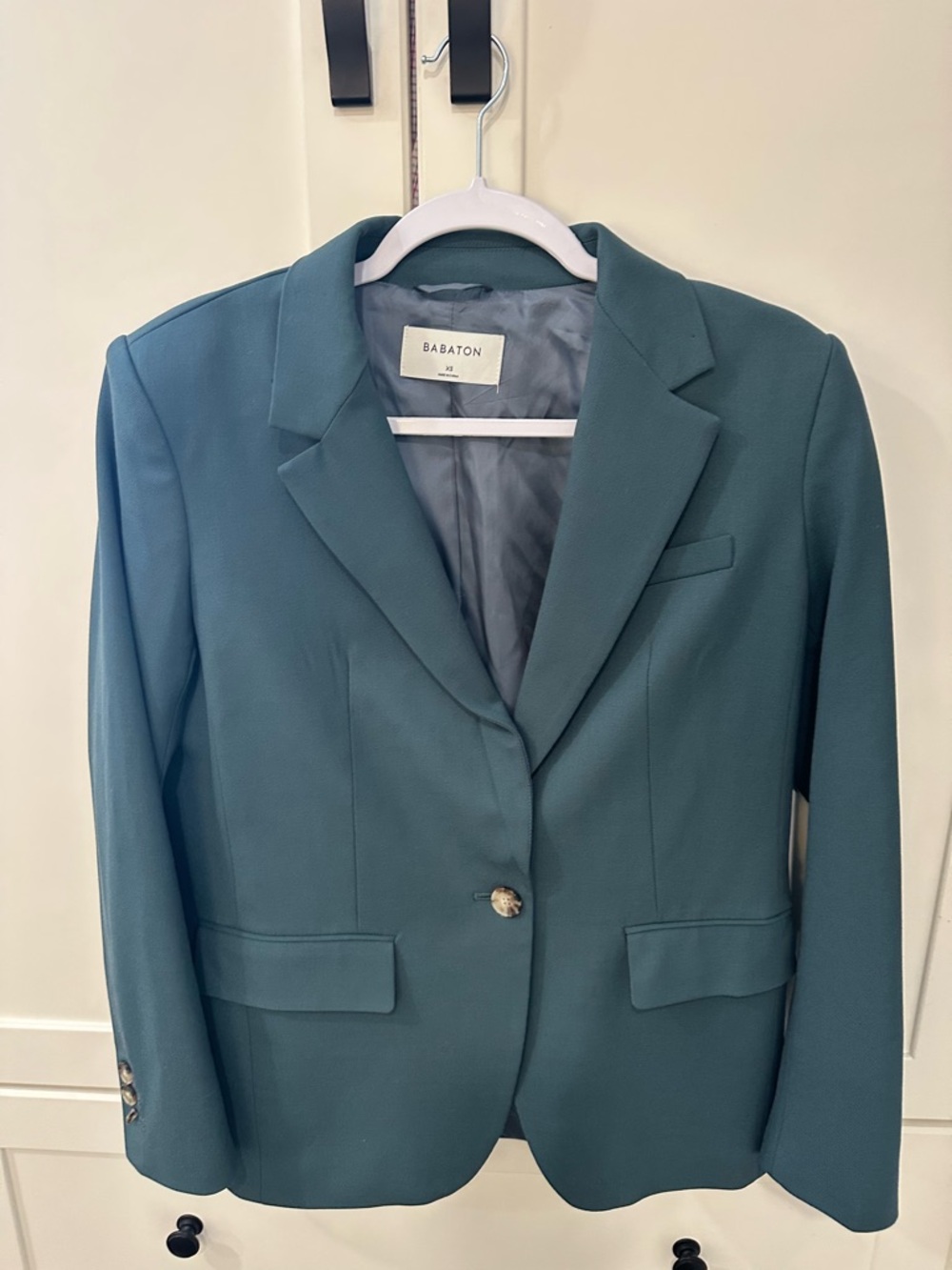 Babaton Teal Green Single-Button Tailored Blazer